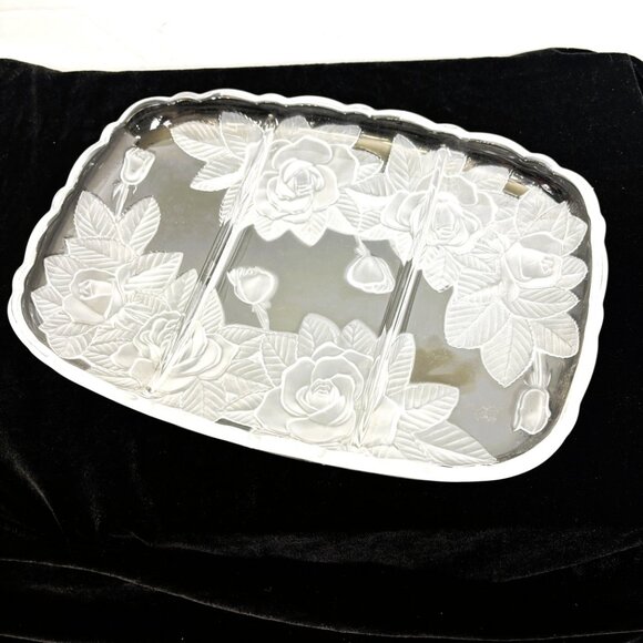 80’s Roses  Clear Glass Relish Party Tray  EUC - Picture 3 of 10